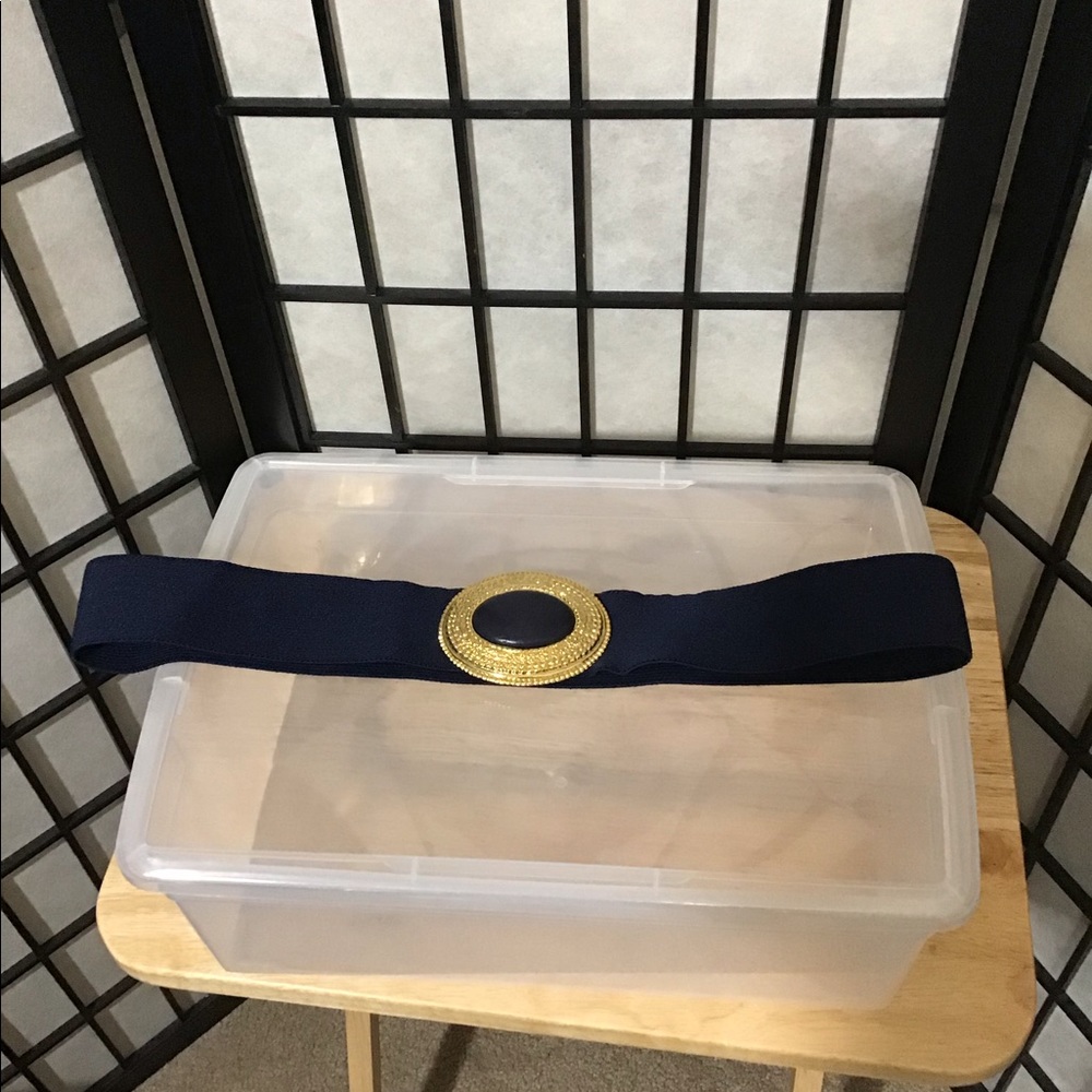 Day-Lor Vintage 80’s Faux Cabochon Gold Tone Oval Buckle With Stretch Belt.